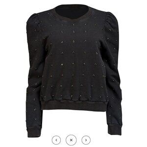 A.L.C. - Black Embellished Puff Sleeve Sweater Sz XS